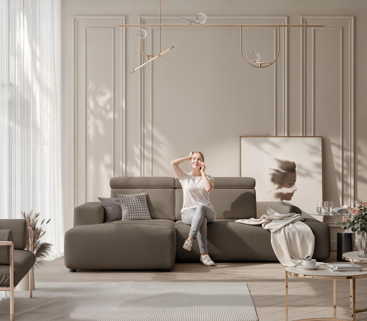 ECKSOFA RICO Links, Stoff Oliv - Olivgrün, Textil (260/186cm) - Idohome
