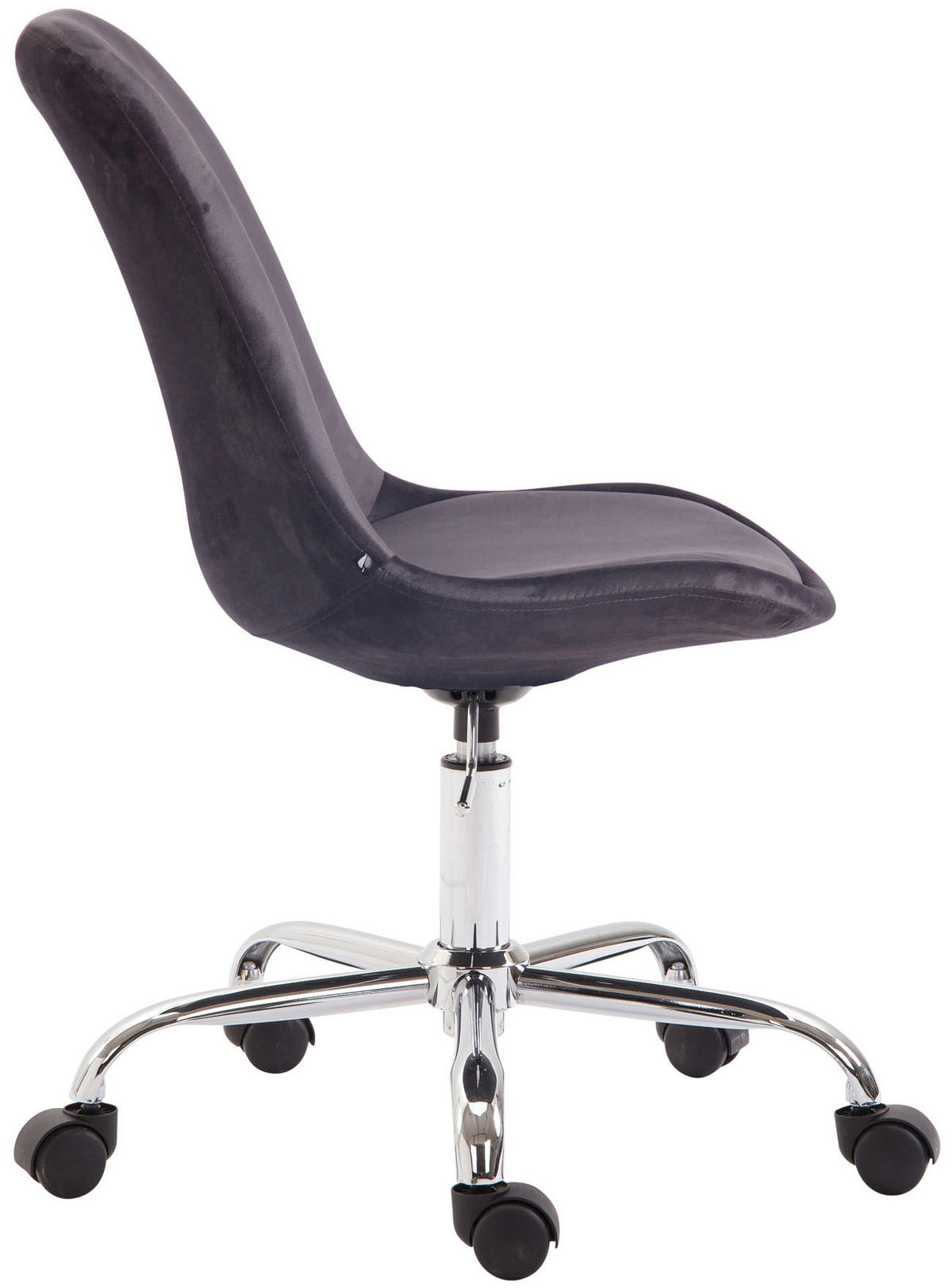DREHSTUHL Samt dunkelgrau - Chromfarben/Dunkelgrau, Textil/Metall (48/81/54cm) - CLP