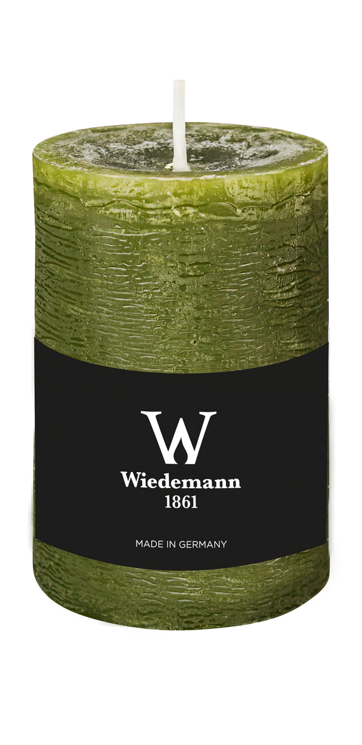 STUMPENKERZE Rustik Marble Style Olive 100 x Ø 68 mm, 1 Stück - Olivgrün, Paraffin (7/10cm) - Wiedemann Kerzen
