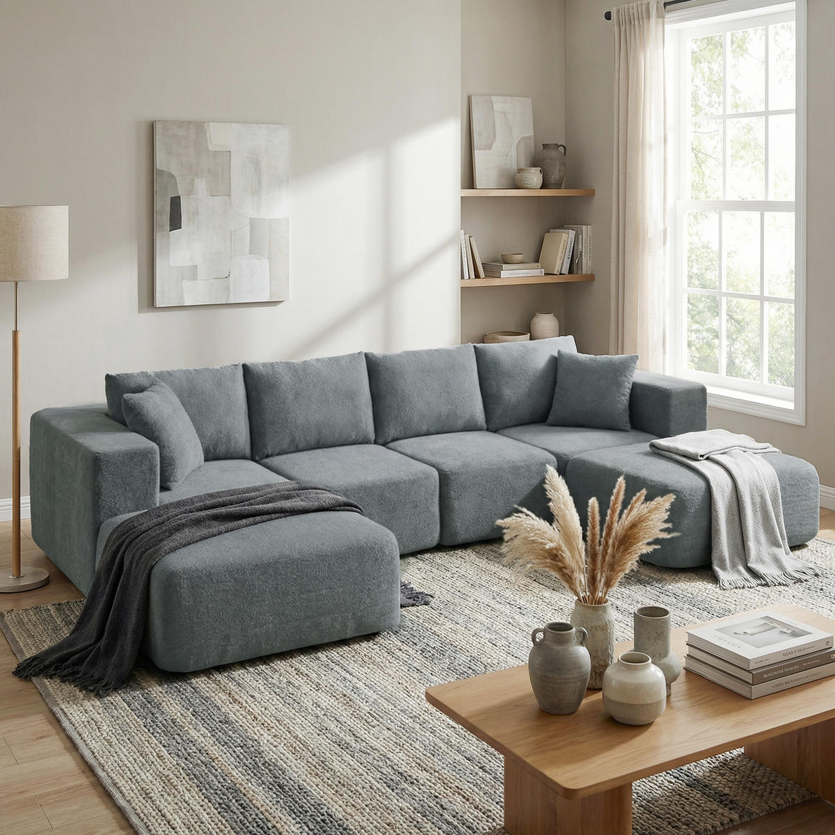 ECKSOFA Dunkelgrau 294.0/165.0/70.0 cm - Dunkelgrau, Textil (165/294cm)