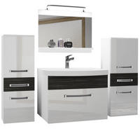 BADMÖBEL Badezimmer Weiß Ebenholz Glänzend Matt - Weiß Hochglanz/Schwarz, Holz (140/81/40cm) - B BELINI GROUP