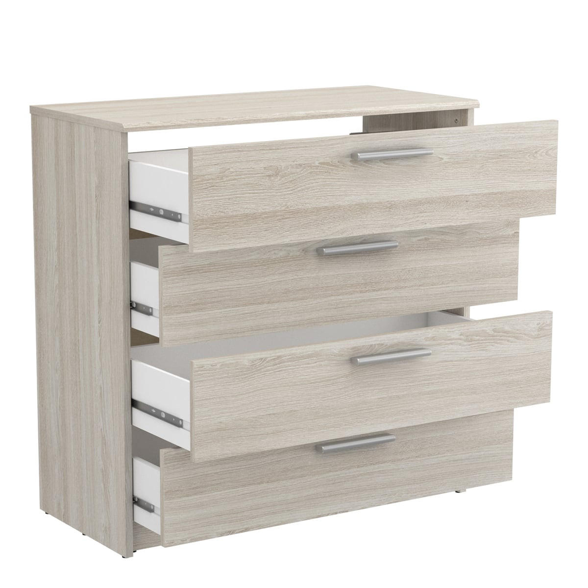 KOMMODE mit 4 Schubladen L79,6 cm, helles Holzdekor - Pricy - Eiche Artisan, Holzwerkstoff (37.9/80.6/79.6cm) - Calicosy
