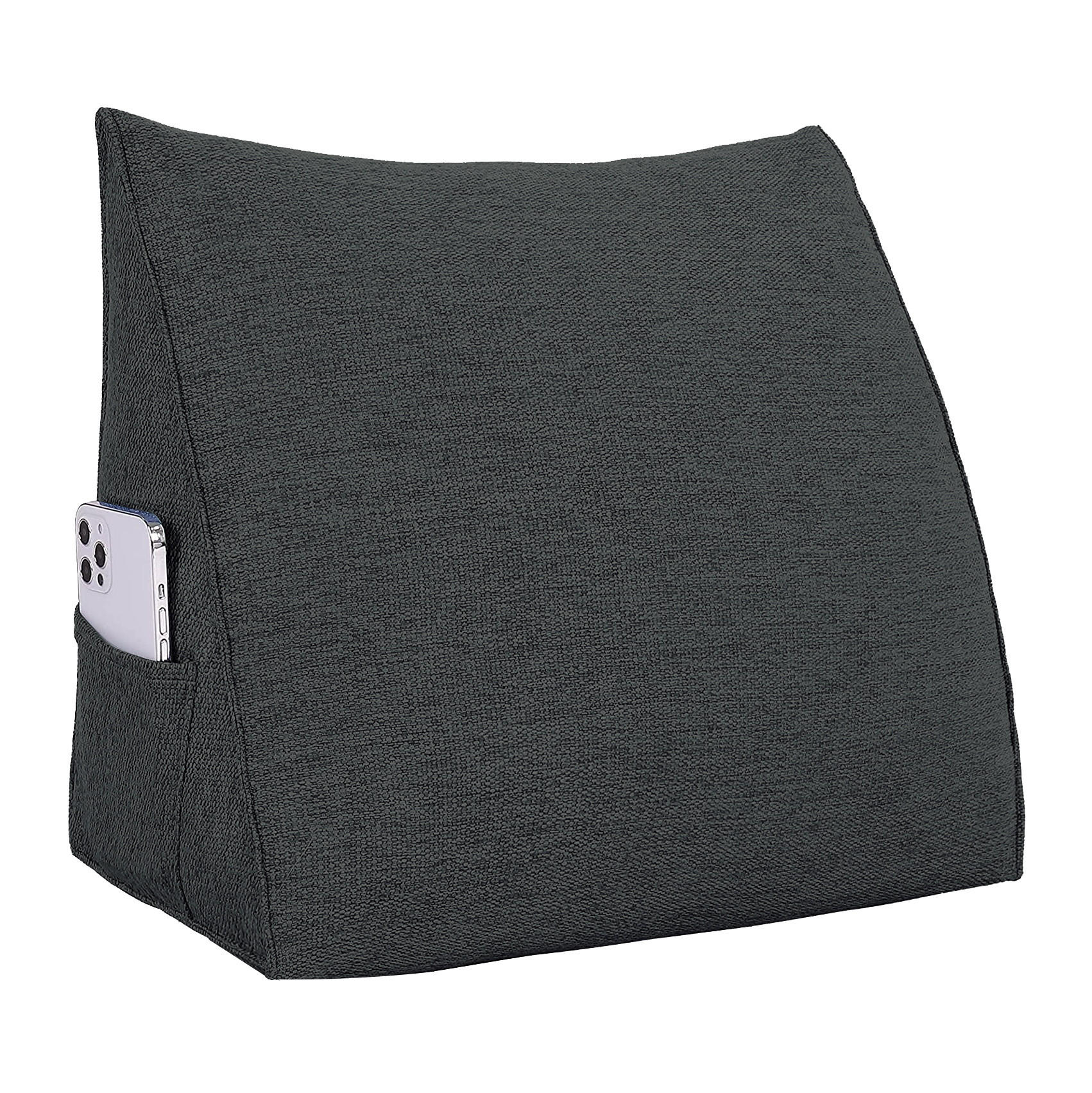 RÜCKENKISSEN für Bett Leinenlook Schwarz 45 cm - Schwarz, Textil (50/45cm) - Vercart