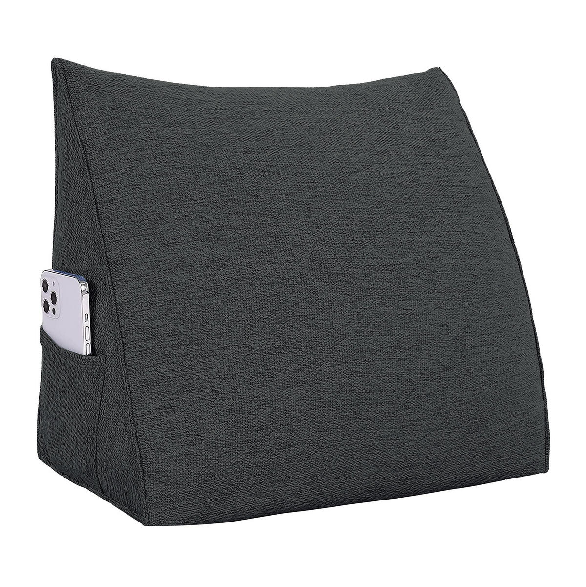 RÜCKENKISSEN für Bett Leinenlook Schwarz 45 cm - Schwarz, Textil (50/45cm) - Vercart