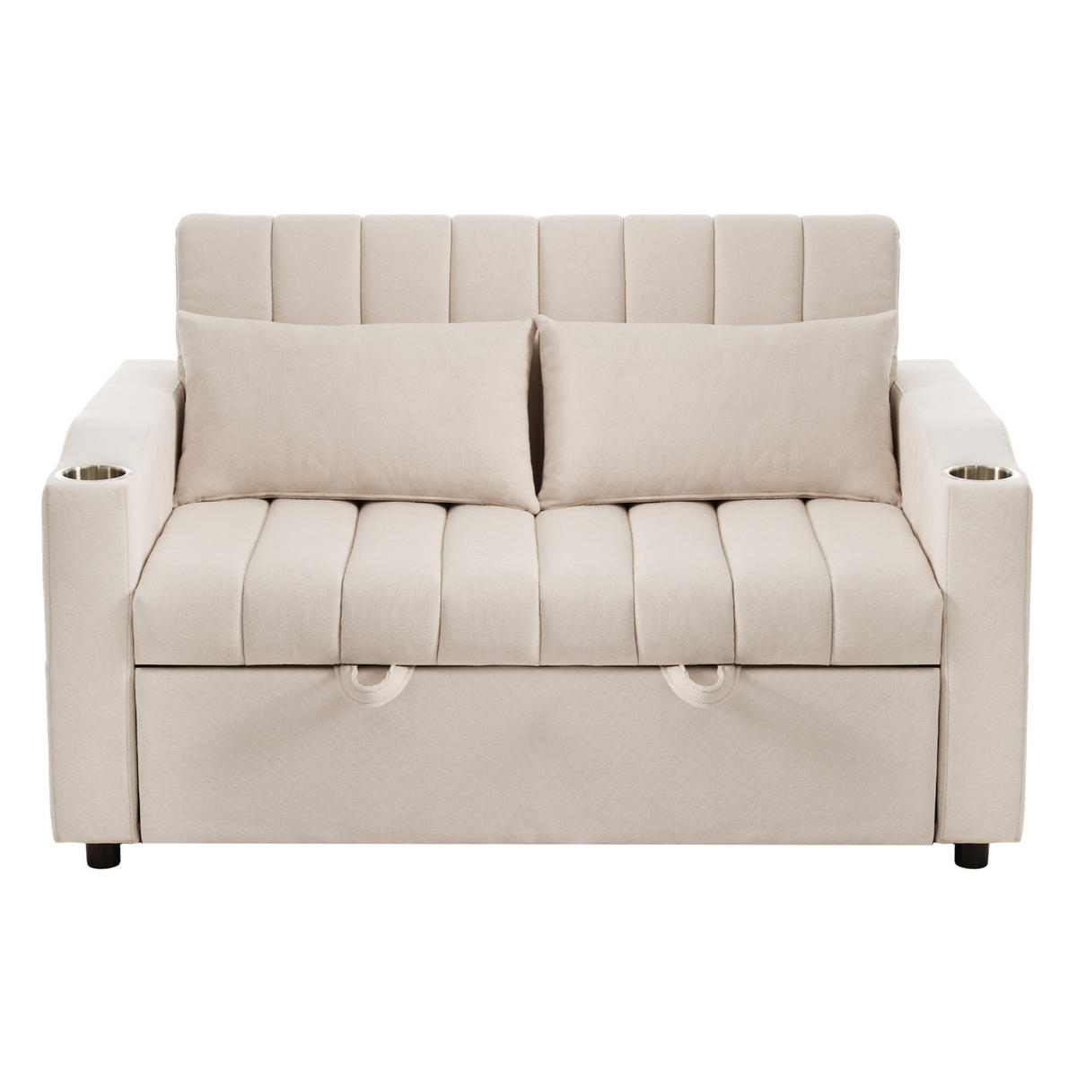 SCHLAFSOFA mit verstellbarer Rückenlehne 136 x 162 cm Beige 2-Sitzer - Beige, Metall (162/84/136cm) - Meubliv