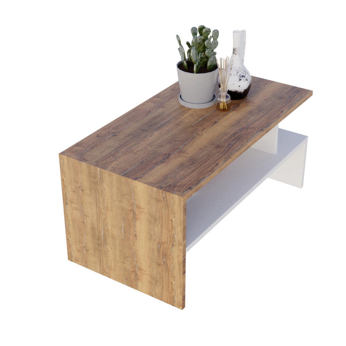 COUCHTISCH JULA 93 - Alteiche/Weiß, Holz (50/93/45cm) - Mat-Haus