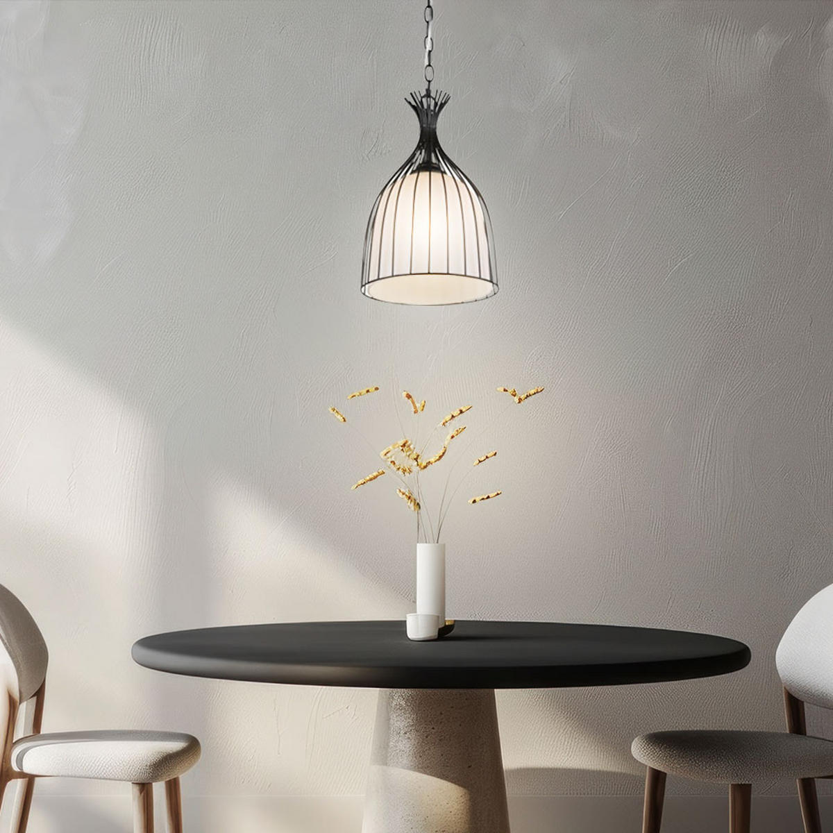 HÄNGELEUCHTE Metall opal Schwarz Gitteroptik - Schwarz, Metall (23/23/150cm) - Globo Lighting