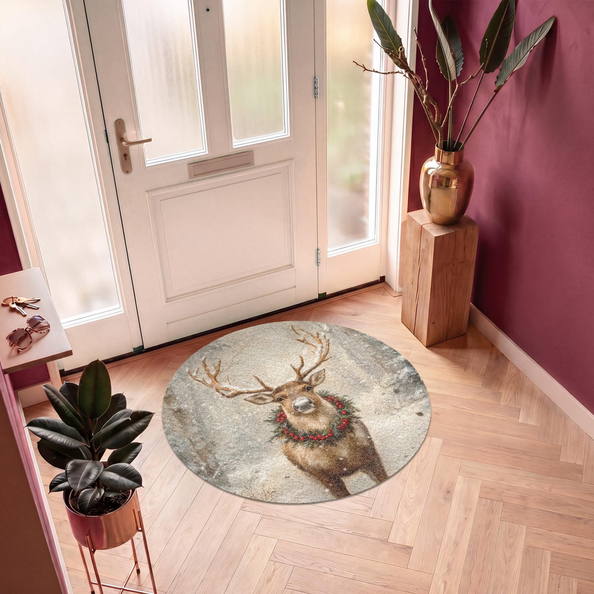 ROHOŽKA Vianoce - sobi - zima - veniec 120x120 cm - hnedá, plast (120/120cm) - MuchoWow