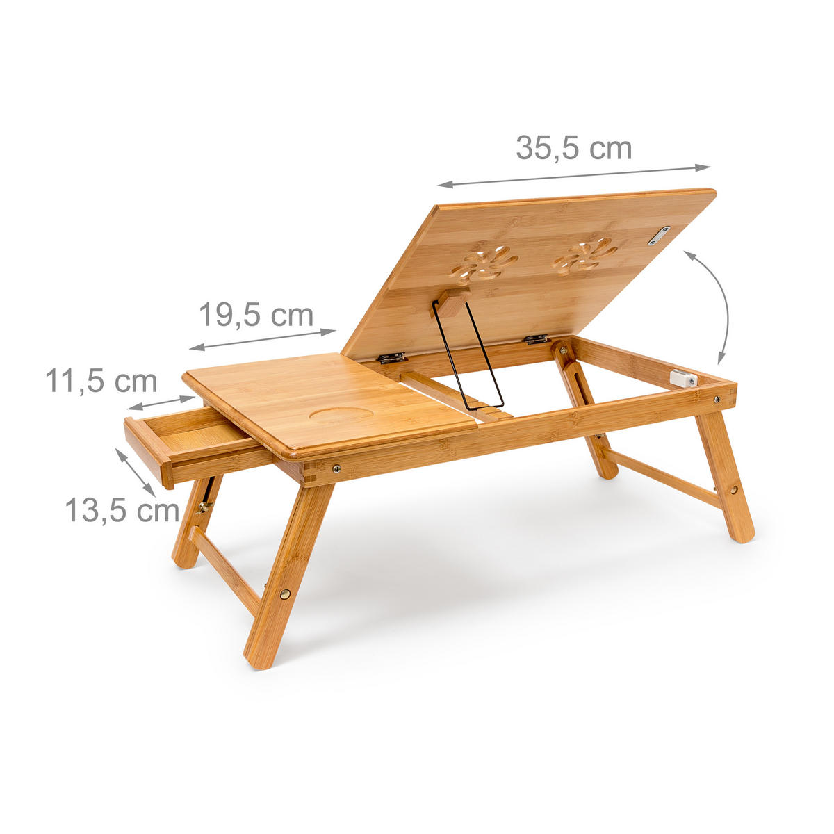 BETTTABLETT Natur Bambus klappbar neigbar 72,5x35 cm - Hellbraun, Holz - Relaxdays
