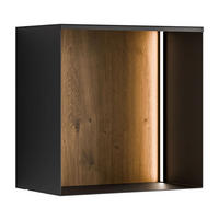 METALLREGAL QUADRO mit LED Beleuchtung - Schwarz/Eiche Artisan, Holzwerkstoff (33/33/20cm) - Lookway