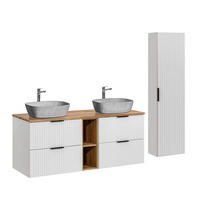BADMÖBEL 140.8cm Adriel 2er-Set Weiß - Weiß, Holzwerkstoff (140.8/59/46cm) - Petits-meubles