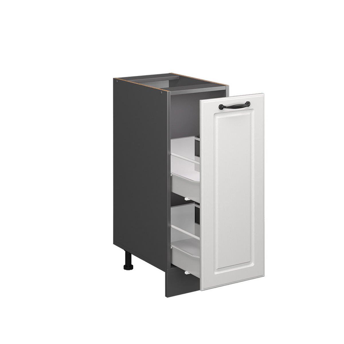 APOTHEKERUNTERSCHRANK R-Line Weiß Landhaus 30 cm AP Marmor - Anthrazit/Creme, Holzwerkstoff (30/81.6/60cm) - Vicco