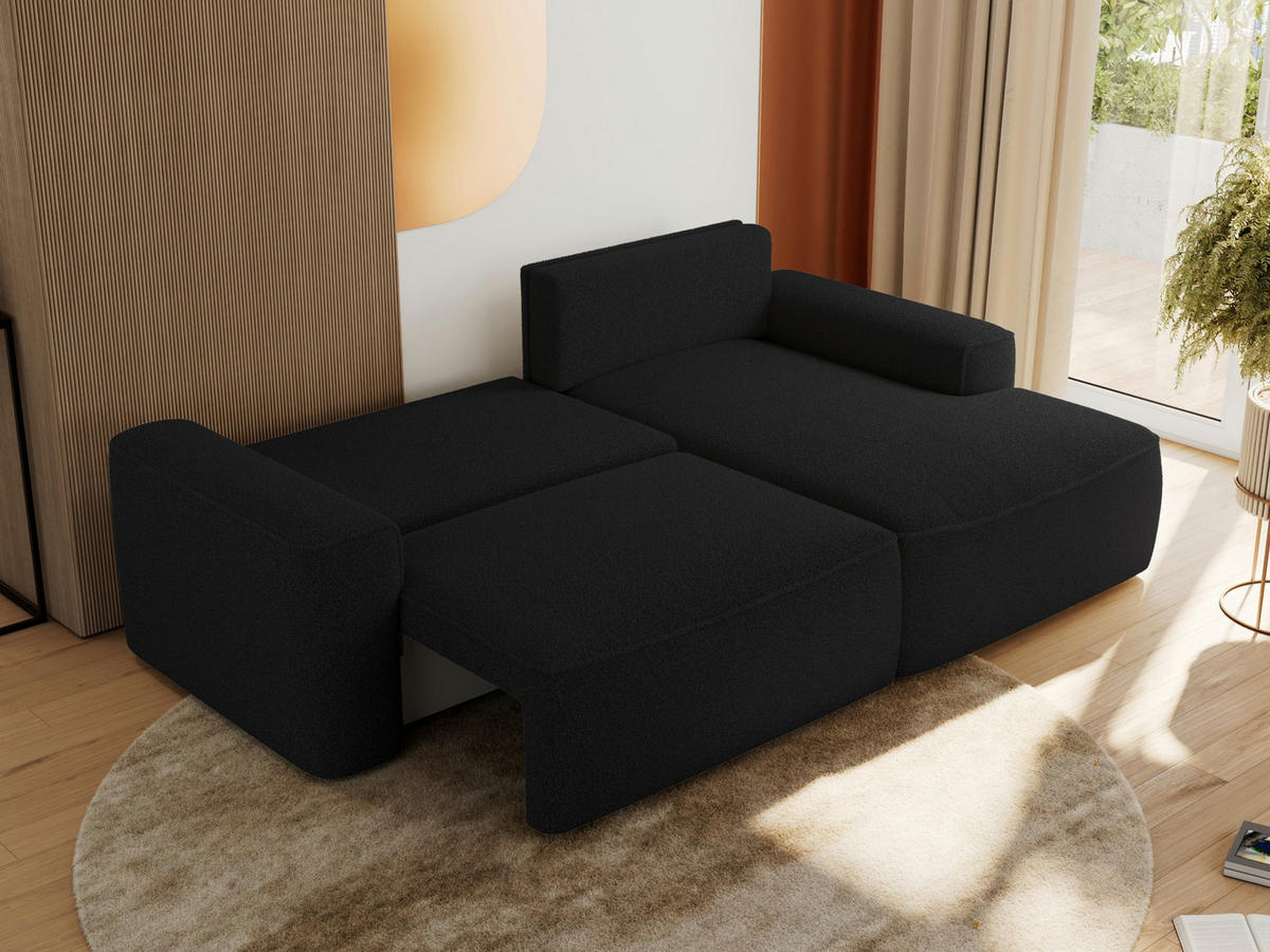 ECKSOFA BELLUNO L Schwarz Boucle - Rechts - Schwarz, Textil (233/144cm) - MKS