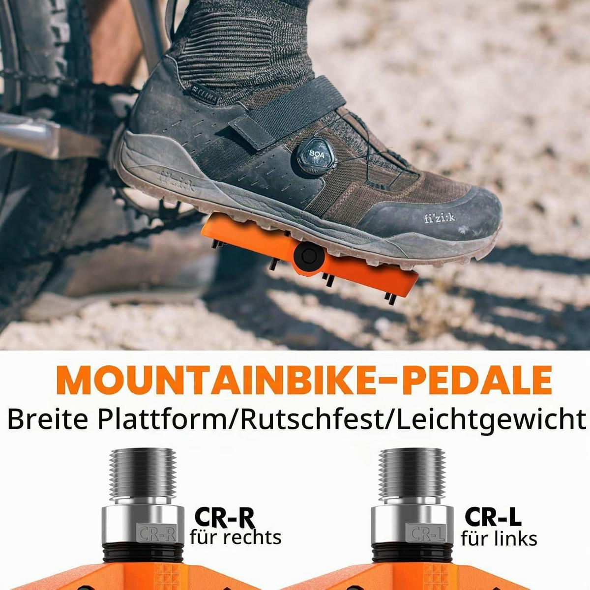 FAHRRADPEDALE Orange, Rennrad/Mountainbike MTB Pedale, Rutschfest, 9/16 Zoll CR-MO Spindel - Orange, Kunststoff (10.9/1.4/10.9cm)