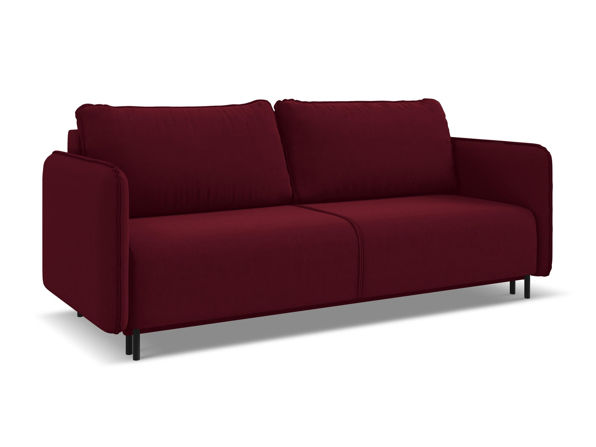 3-SITZER SOFA mit Schlaffunktion Samt Stoff Rot - Bordeaux/Rot, Holz/Textil (226/90/92cm) - Makamii