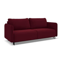3-SITZER SOFA mit Schlaffunktion Samt Stoff Rot - Bordeaux/Rot, Holz/Textil (226/90/92cm) - Makamii