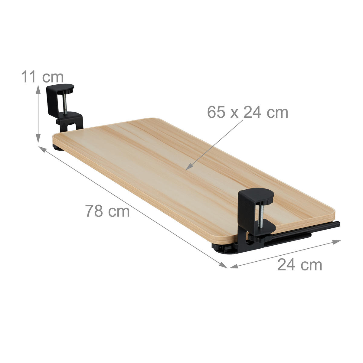 TASTATURABLAGE - Hellbraun, Holzwerkstoff/Textil (24/78/11cm) - Relaxdays