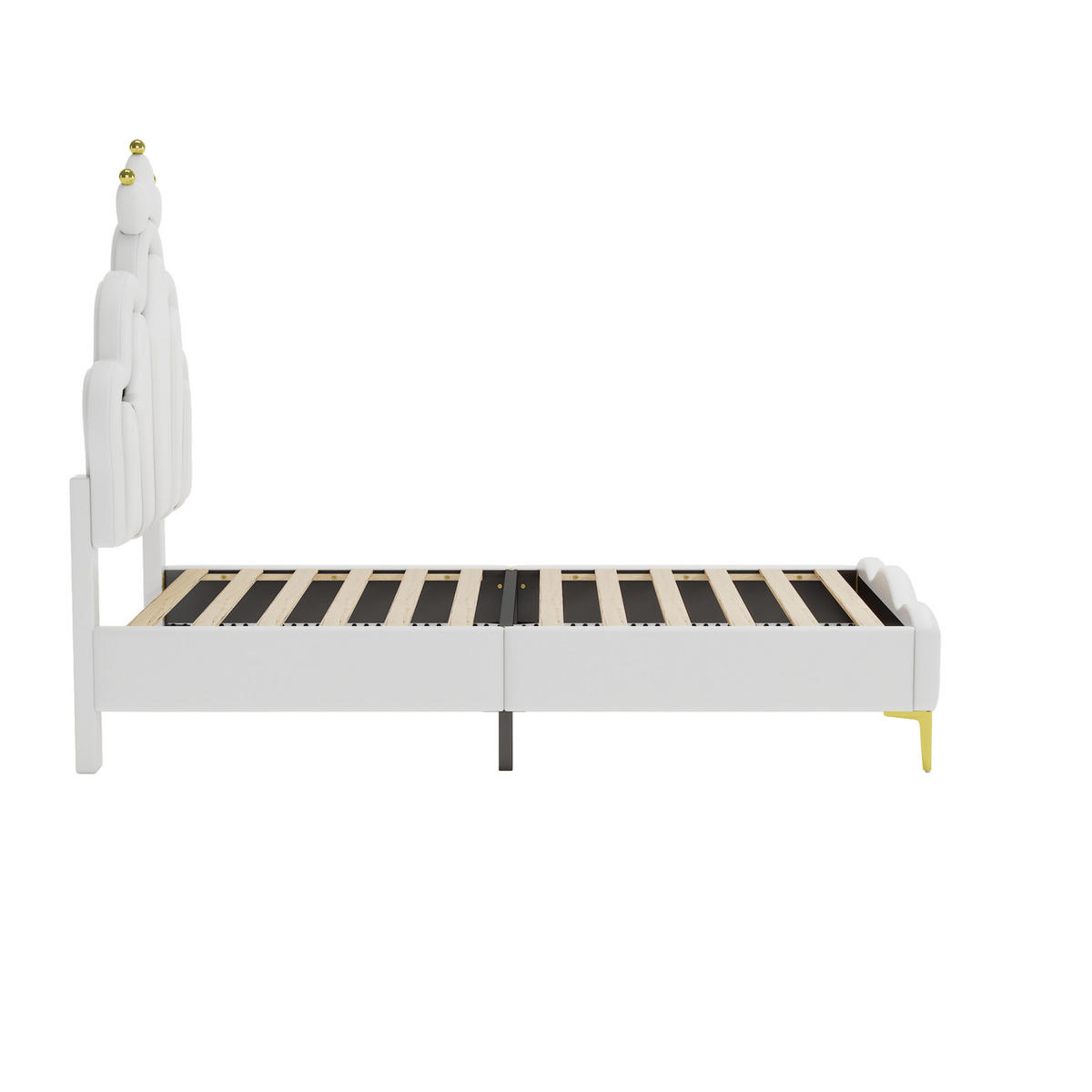 POLSTERBETT 90x200 cm, Weiß, mit Lattenrost, LED-Beleuchtung - Weiß, Textil/Metall (90/200cm)