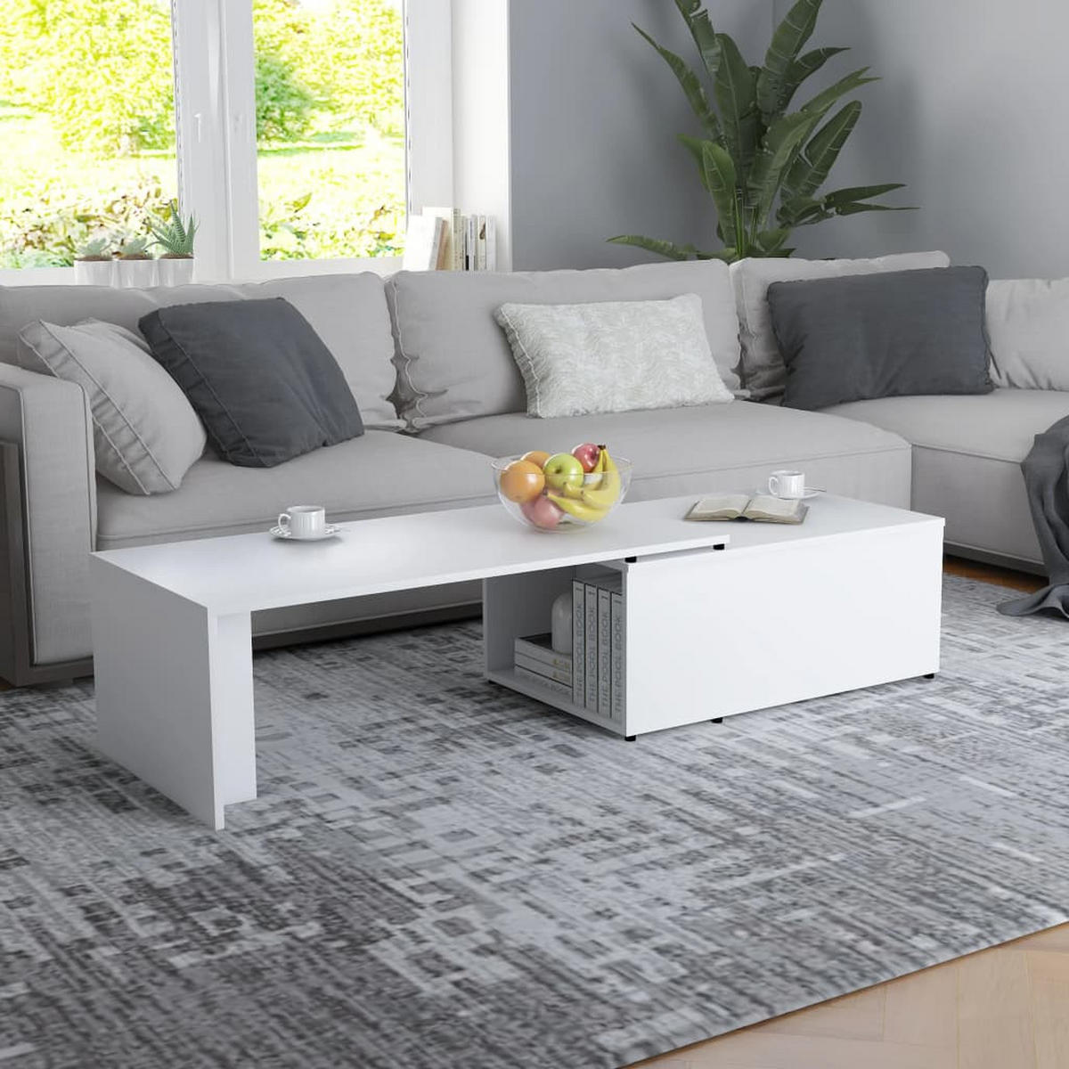 COUCHTISCH Weiß 150x50x35 cm Holzwerkstoff - Weiß, Holzwerkstoff (50/150/35cm) - furnicato