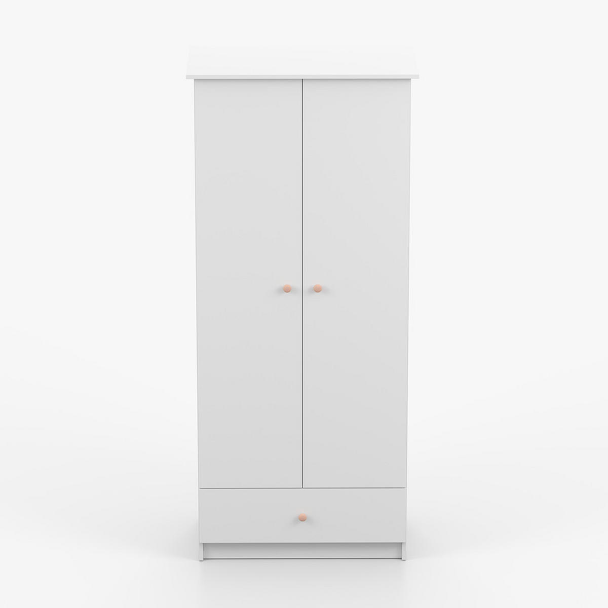 DREHTÜRENSCHRANK 85,5/193/53 cm 2-türig Olaf I Weiß + rosa Griffe - Weiß/Rosa, Holzwerkstoff/Metall (85.5/193/53cm) - imoebel24