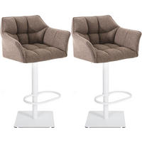 BARHOCKER 2er Set Damaskus Stoff weiß terrabraun - Braun/Weiß, Textil/Metall (64/110/48cm) - TPFLiving
