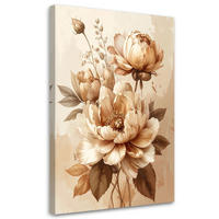 BILD auf Leinwand, Beigefarbene Blumen in einer rustikalen botanischen Komposition - Beige, Textil (80/120cm) - Feeby