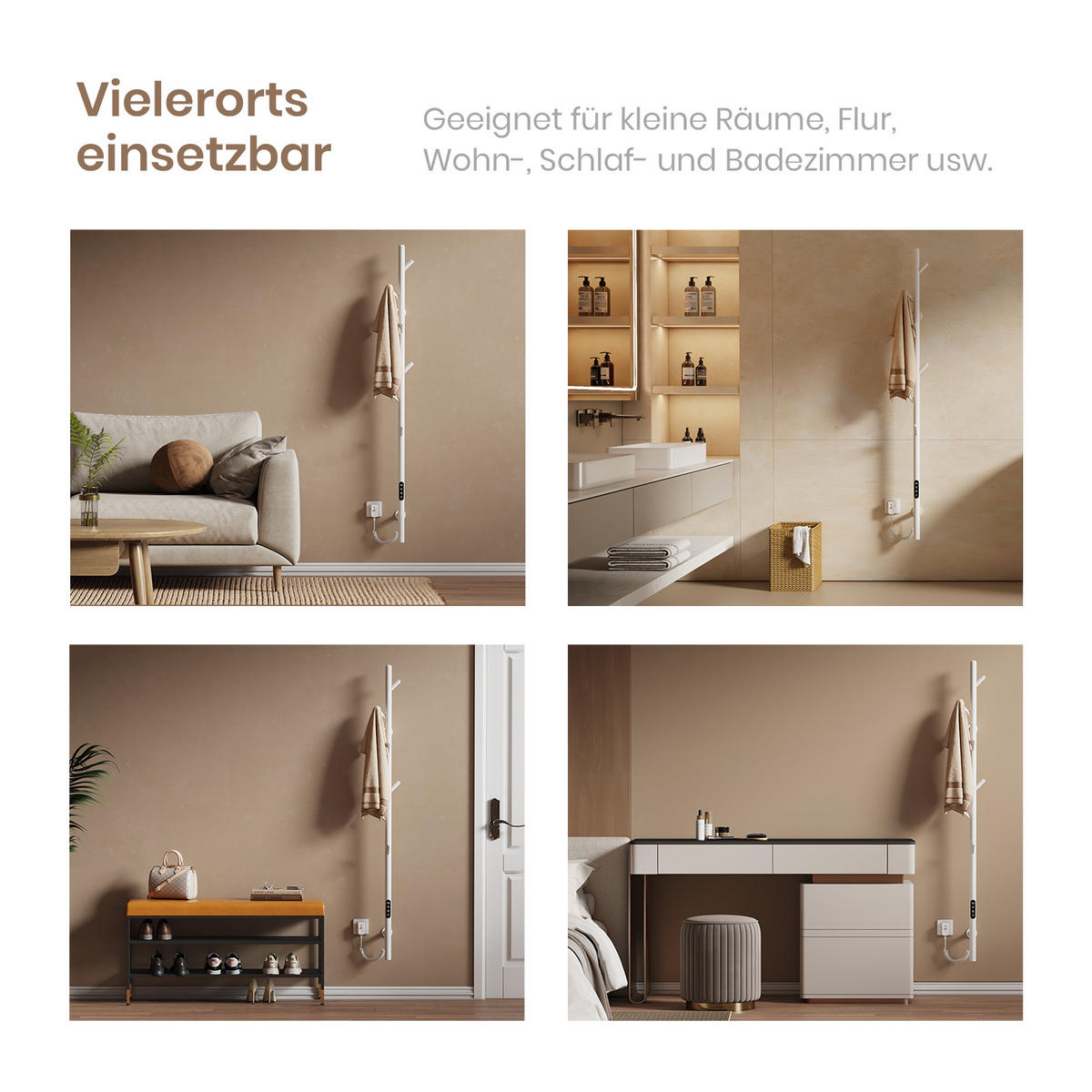 HANDTUCHHEIZKÖRPER Baumheizkörper WLAN Weiß 150 cm - Weiß, Metall (12.5/150/14cm) - EMKE