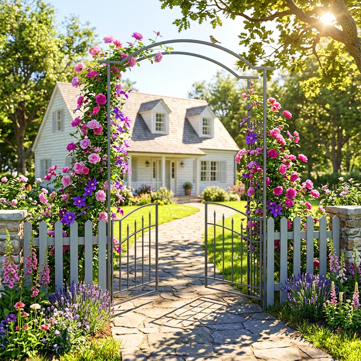 ROSENBOGEN - Schwarz, Metall (140/216/40cm) - Relaxdays