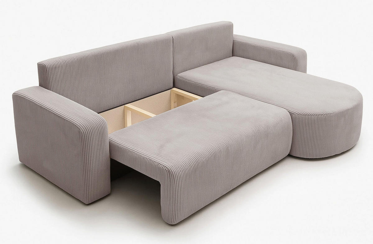 ECKSOFA TEEO Cord Beige 170 cm L-Form beidseitig - Beige/Schwarz, Kunststoff/Textil (170/275cm) - Homebook