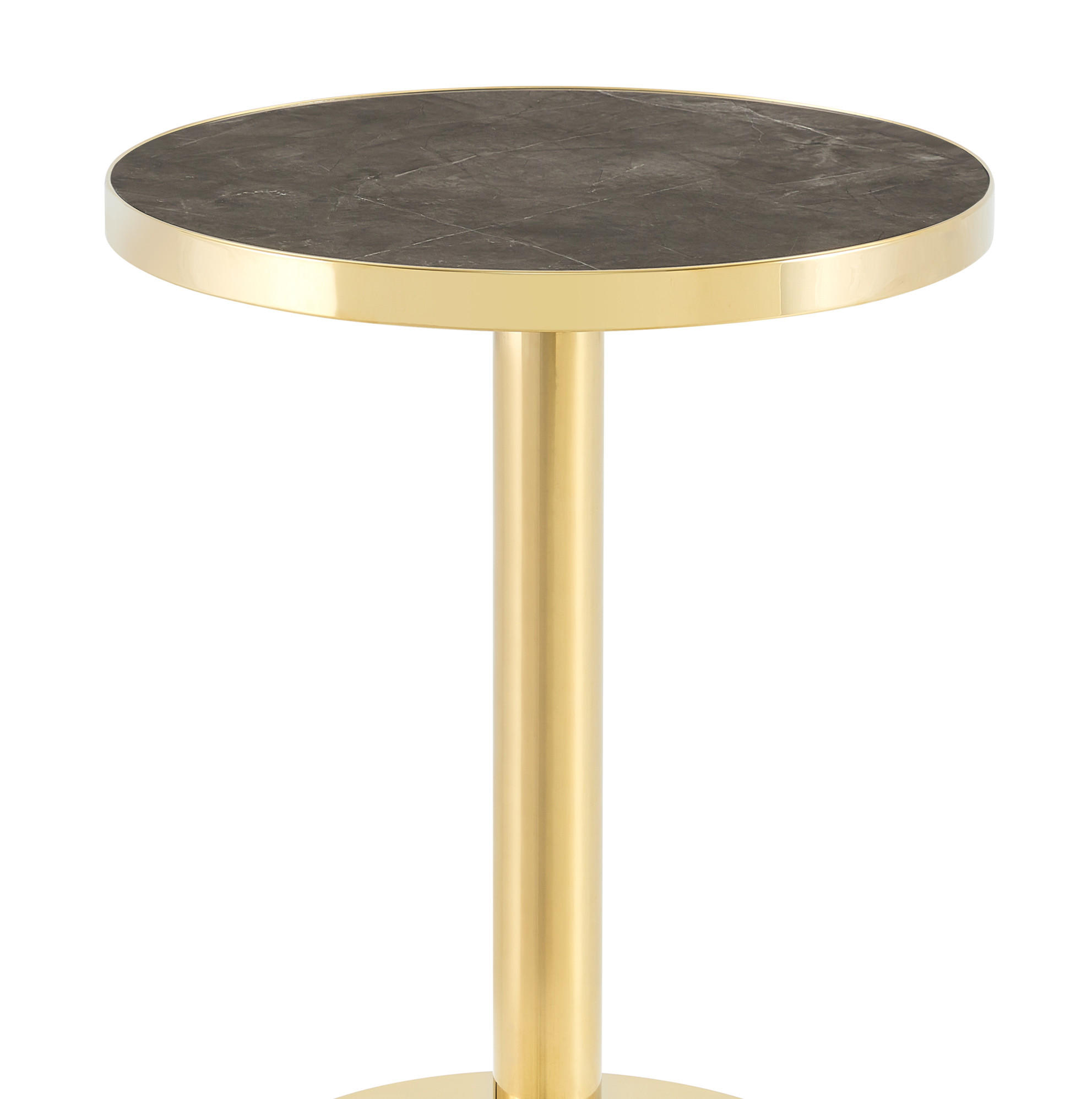 BEISTELLTISCH rund in Grau/Gold mit Marmoroptik und Edelstahlgestell,59.5/59.5/73.5 cm - Grau, Holzwerkstoff (59.5/59.5/73.5cm) - BEAOK