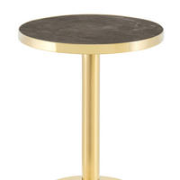 BEISTELLTISCH rund in Grau/Gold mit Marmoroptik und Edelstahlgestell,59.5/59.5/73.5 cm - Grau, Holzwerkstoff (59.5/59.5/73.5cm) - BEAOK