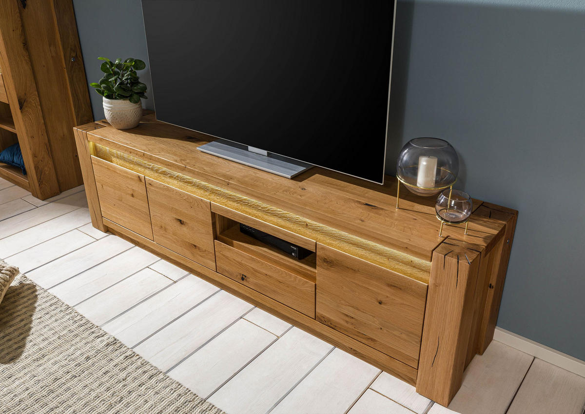 TV-BOARD Wildeiche 193x40x53 braun geölt KENT #333 - Braun, Holz (193/53/40cm) - Massivmoebel24