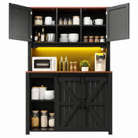 KÜCHENSIDEBOARD aus MDF, Spanplatte und Metall 115x40x174,7 cm Schwarz mit LED-Beleuchtung - Schwarz, Holzwerkstoff (115/174.7/40cm) - IVMEU
