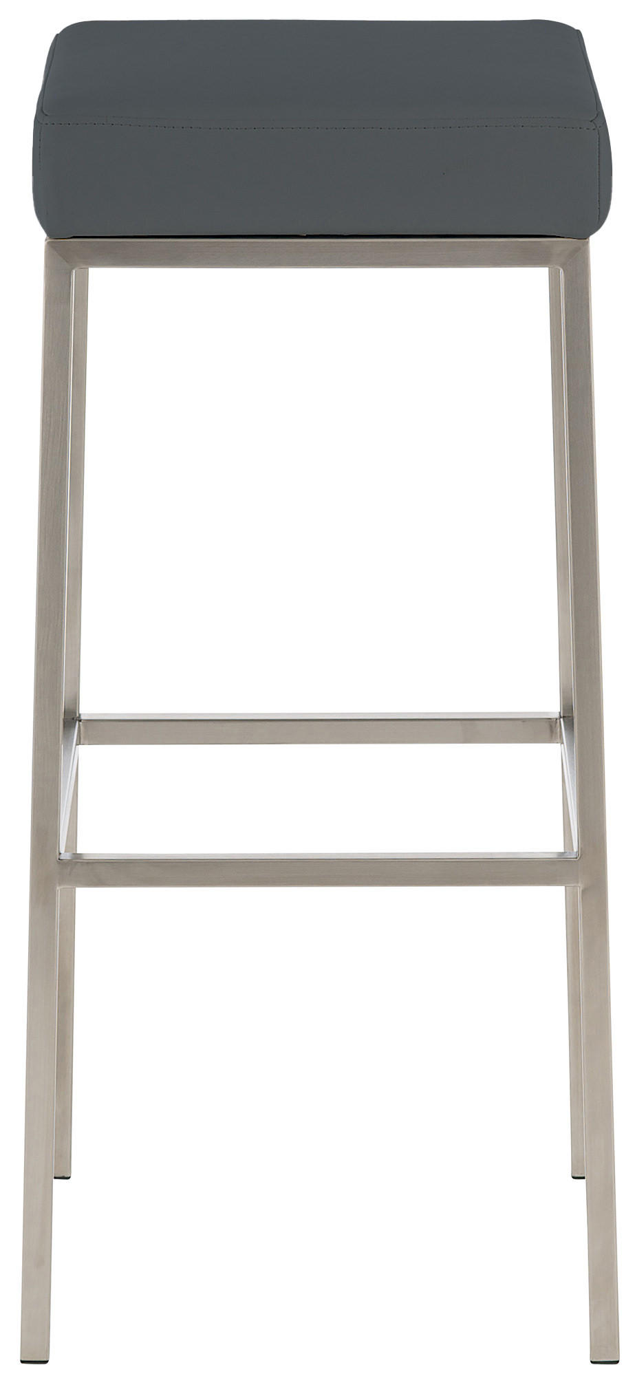 BARHOCKER Lederlook Grau - Edelstahlfarben/Grau, Textil/Metall (37/85/37cm) - CLP