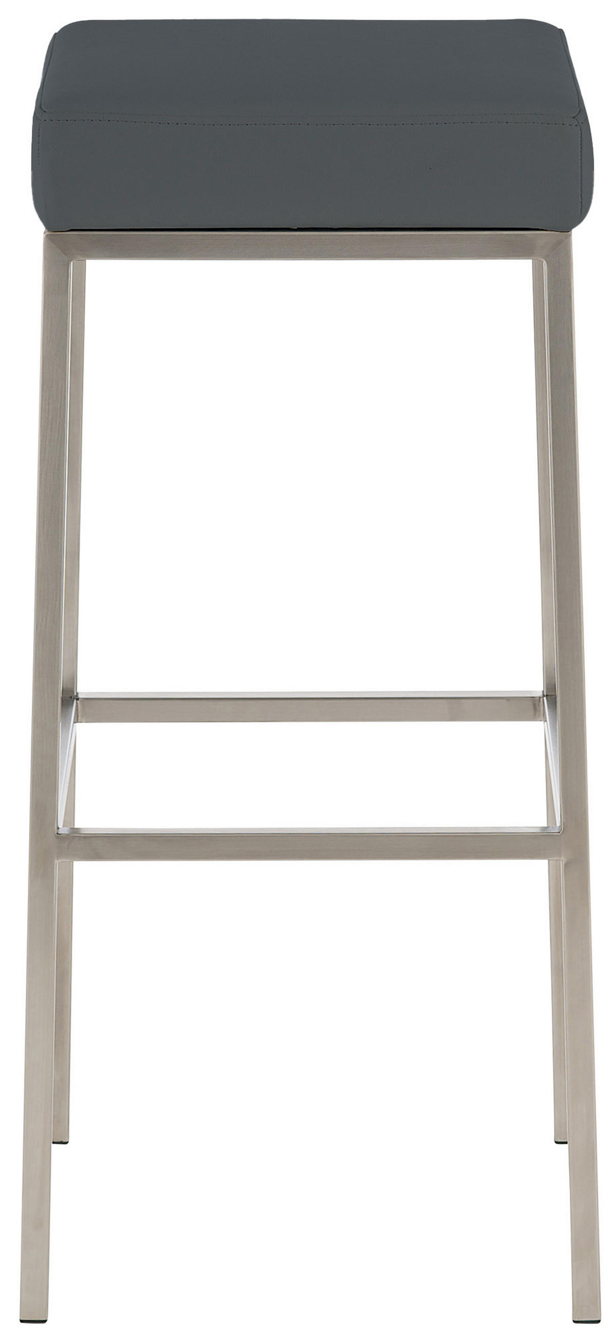 BARHOCKER 2er Set Lederlook grau - Edelstahlfarben/Grau, Textil/Metall (37/85/37cm) - CLP