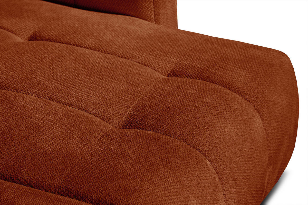 ECKSOFA KIMI 3-Sitzer, ausziehbarer Sitz, verstellbare Kopfstützen, rot - Rot/Schwarz, Holzwerkstoff/Textil (270/160cm) - Courtois Laville