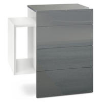 NACHTTISCH Queens Front in Grau Hochglanz - Grau, Holzwerkstoff (60/63/36cm) - Vladon
