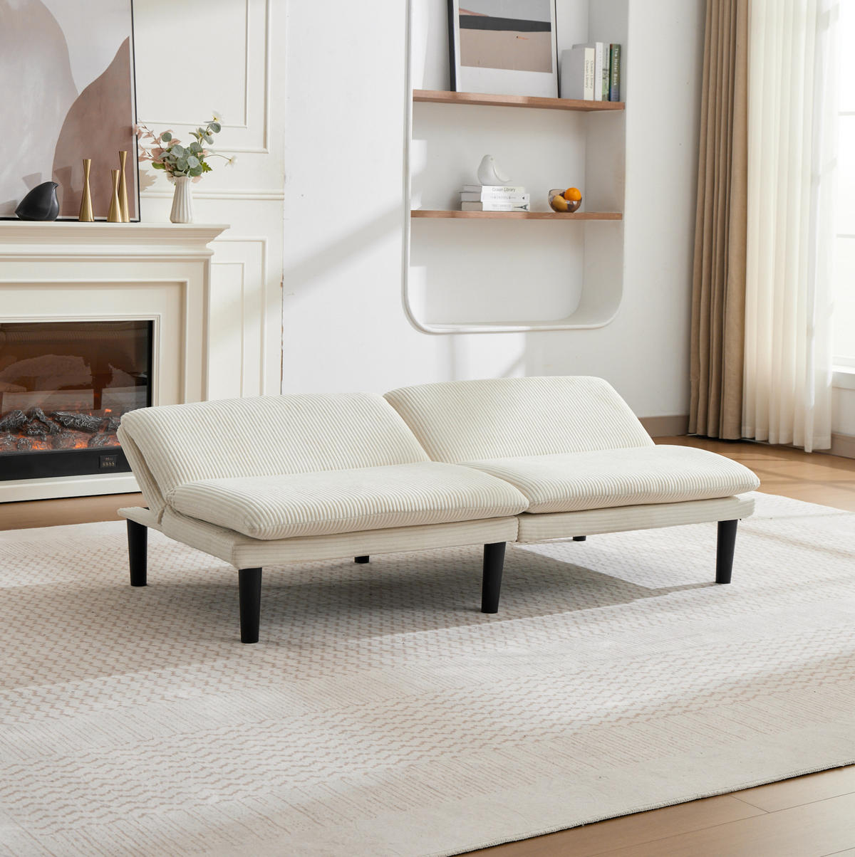 SOFA 2-Sitzer mit verstellbarer Rückenlehne Beige - Beige, Holzwerkstoff (168/67/86cm) - Meubliv