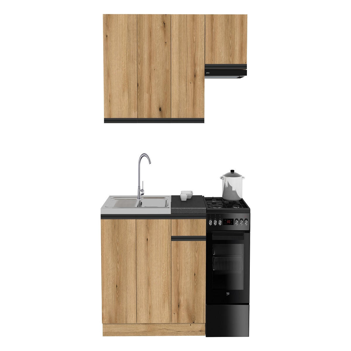 KÜCHENZEILE 170 cm mit Arbeitsplatte - SIMPLY Z17 - in Eiche - Eichefarben, Holz/Holzwerkstoff (170/212/53cm)