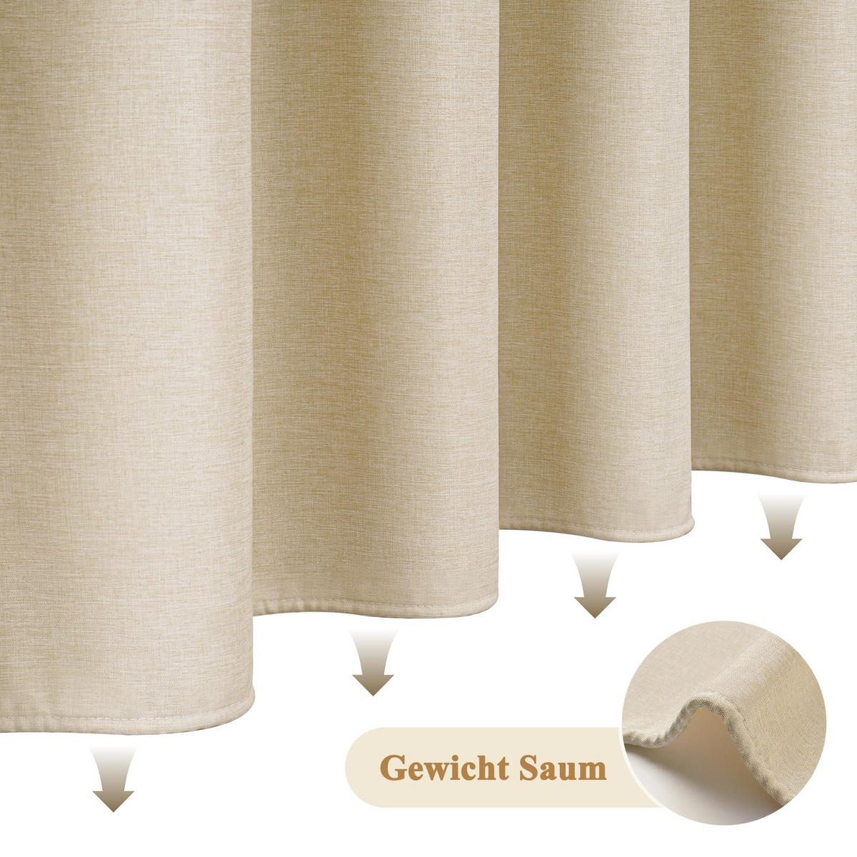 DUSCHVORHANG Leinen Wasserdicht Beige 180/180 cm - Beige, Textil (180/180cm) - Kaket