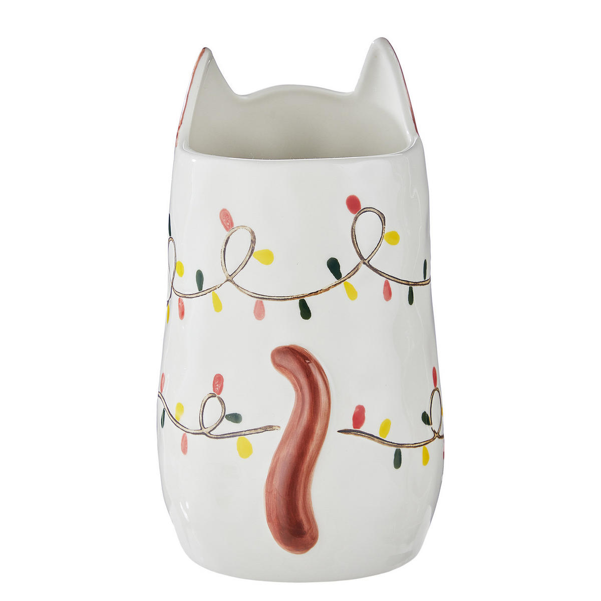 VASE Pablo Katze mit Lichterkette - Weiß/Braun, Stein (20cm) - Butlers