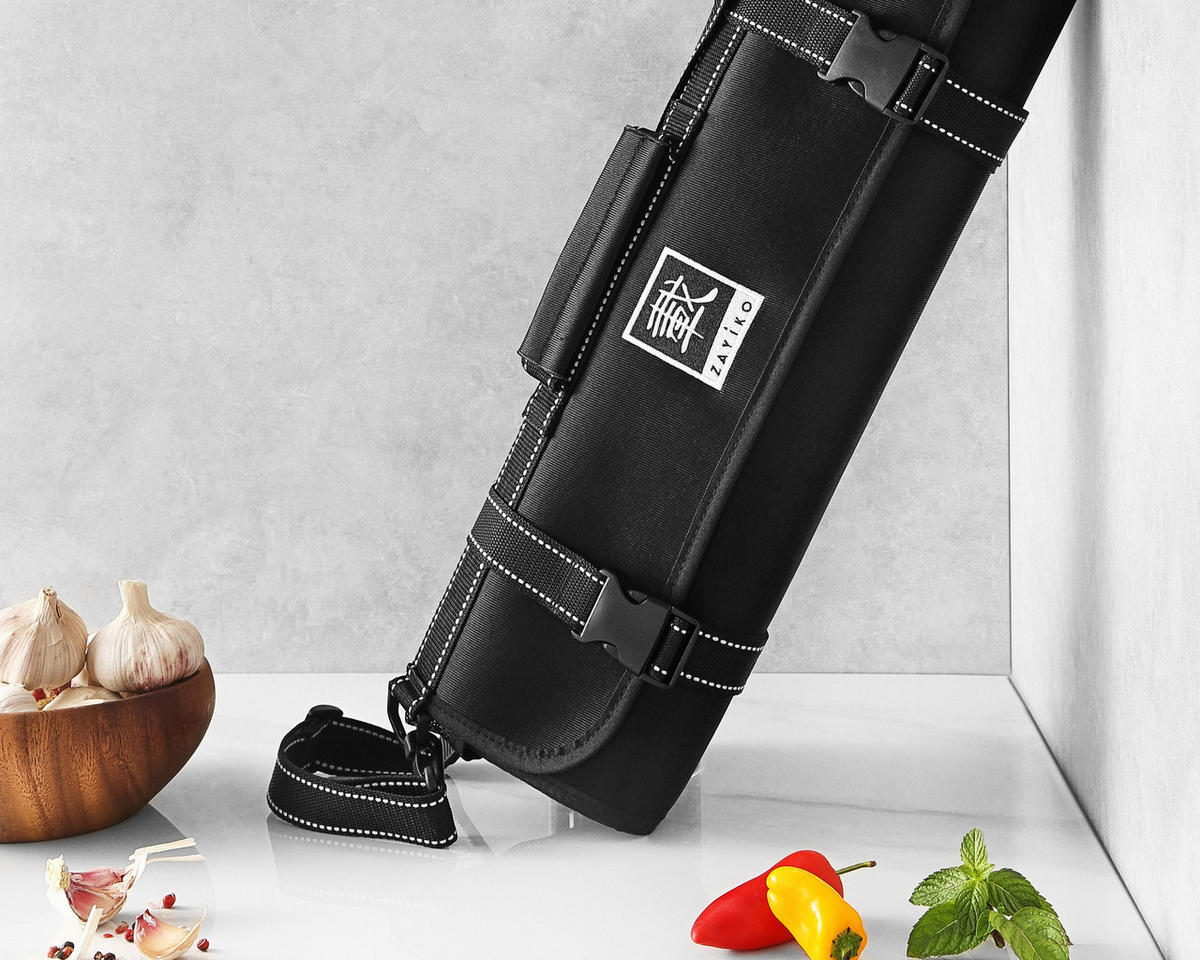 MESSERTASCHE SCHWARZ 13 FÄCHER - Schwarz, Kunststoff (94/1/47cm) - Zayiko