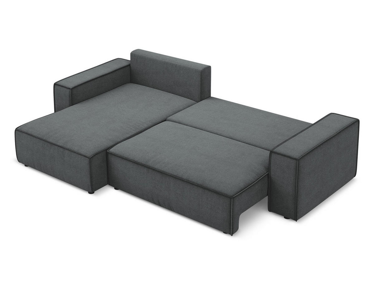 ECKSOFA mit Schlaffunktion Strukturstoff Stoff Grau - Schwarz/Grau, Kunststoff/Textil (185/290cm) - Makamii