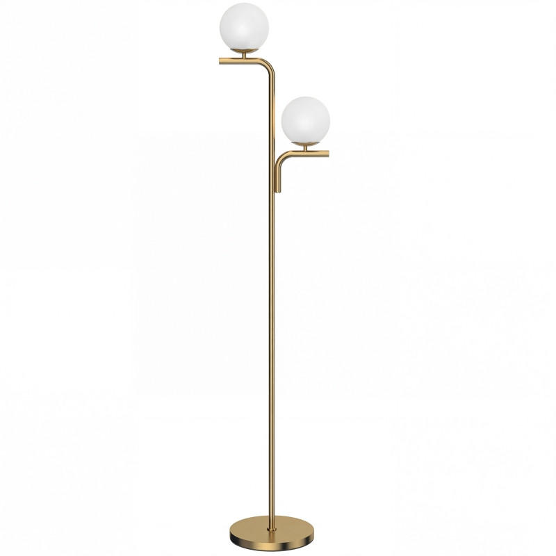 STEHLEUCHTE LED-Stehlampe 51x46x27cm Gold Moderne Bodenlampe mit Glaskugel Fußschalter - Goldfarben, Metall (33/28/170cm) - Raelunyi