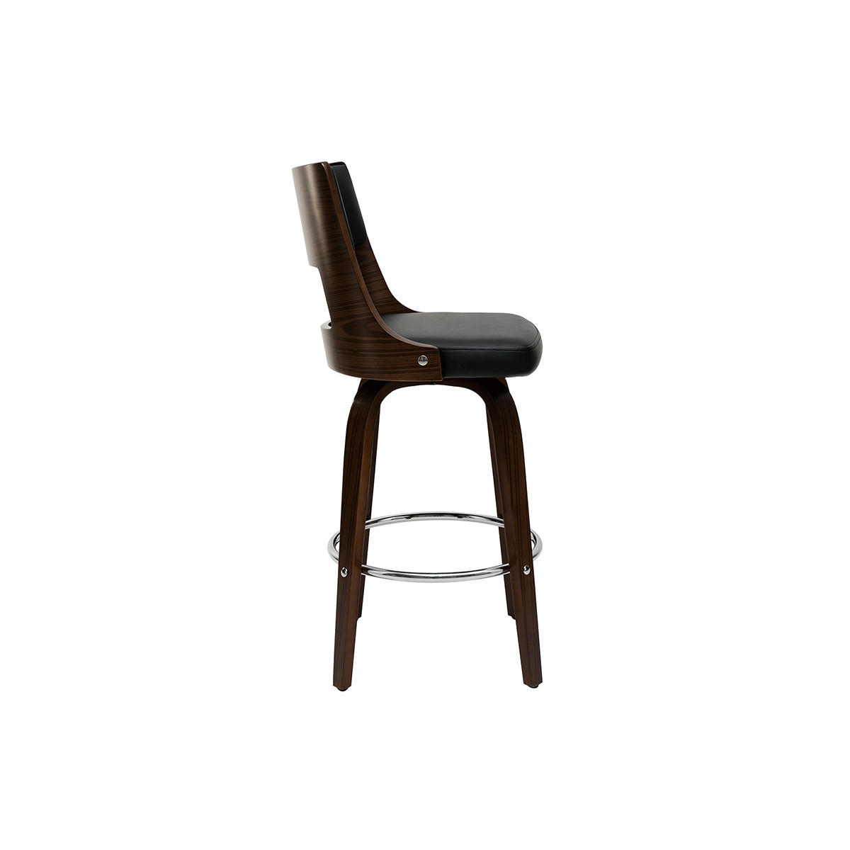 BARHOCKER Vintage Schwarz Dunkles Holz GARBO - Walnussfarben, Kunststoff (49.5/100.5/48cm) - Miliboo