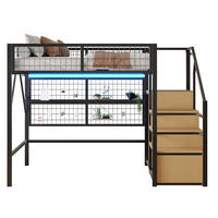 HOCHBETT 140/200 cm Schwarz aus MDF und Metall mit Stauraum - Schwarz, Metall (140/200cm) - OKMYHOME