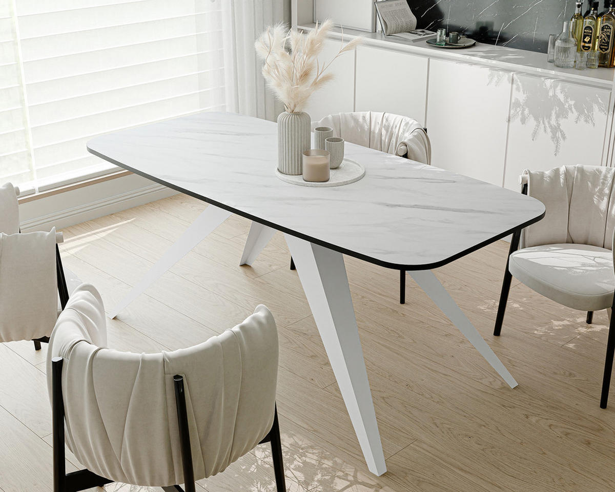 AUSZIEHTISCH FENTO 180/90/76 cm, Weiß / Bianco (Weiß) - Perlmutt/Weiß, Holzwerkstoff/Metall (90/180/76cm) - Idohome
