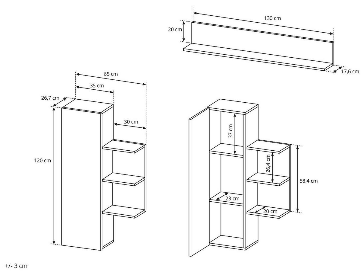 TV-WAND - 260 x 40 - holz - anthrazitgrau, naturfarben hell Idesia - Anthrazit/Naturfarben, Holz (260/171.5/40cm) - Vente-Unique