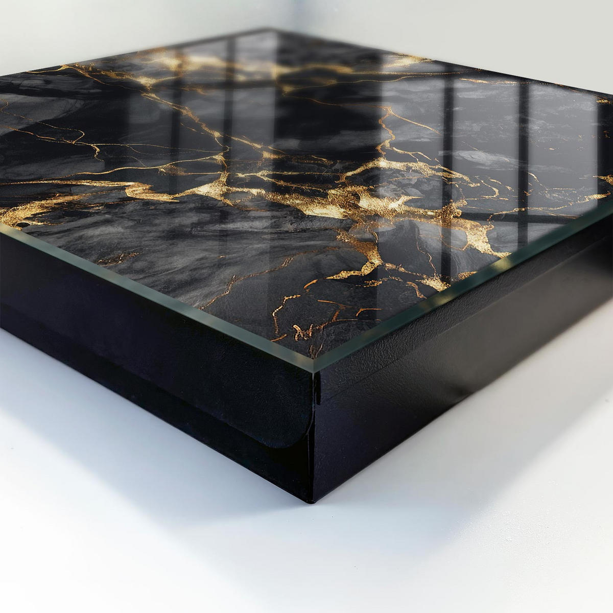 SCHLÜSSELBOX Schwarz 30x30 cm- Türöffnung nach rechts - Schwarzer Marmor - Schwarz, Metall (30/30/5cm) - TULUP