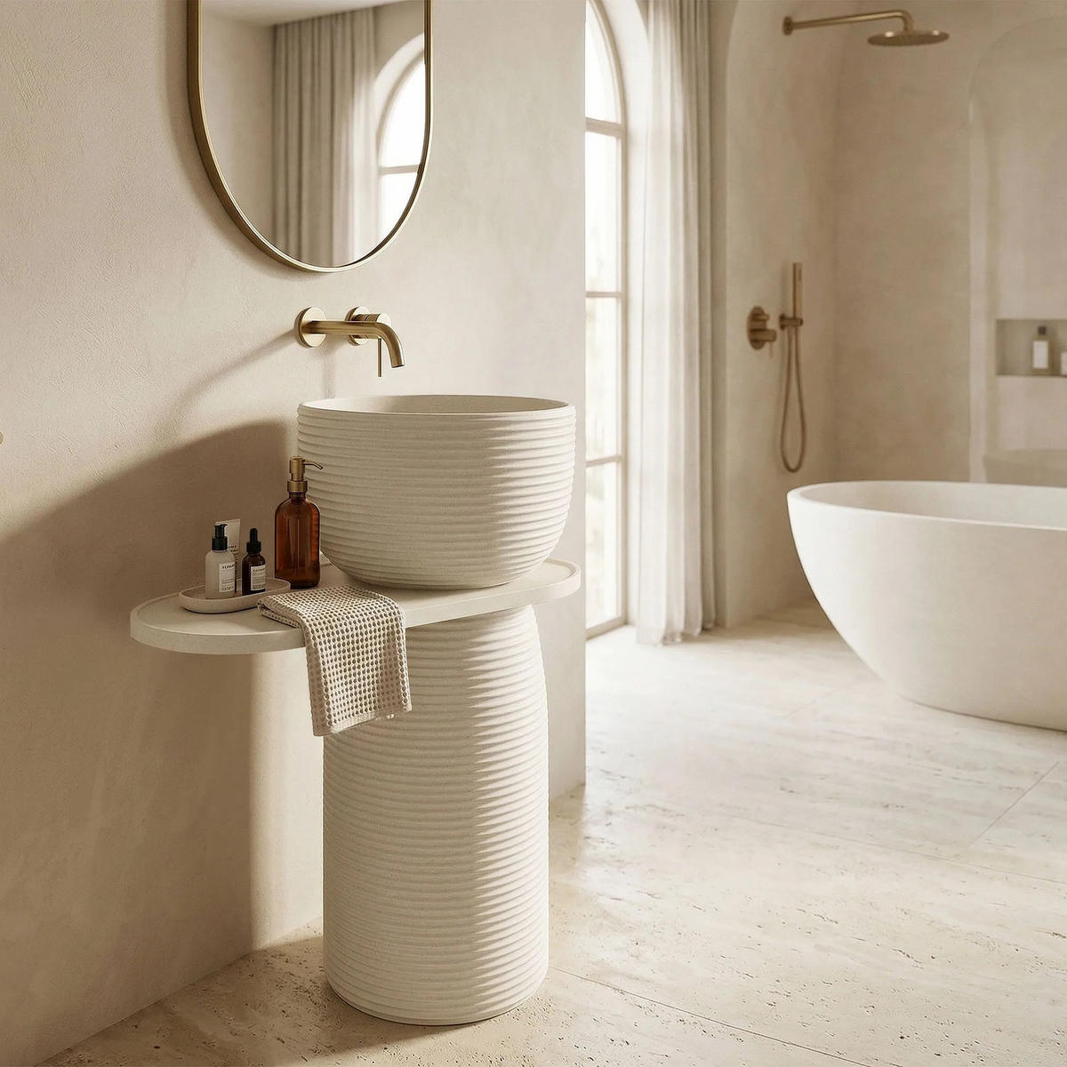 STANDWASCHBECKEN Rea Azalia - Beige, Kunststoff (39.5/86/65.5cm) - REA